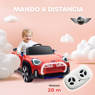 Coche Eléctrico para Niños de +3 Años, MINI Concept Aceman, Coche de Batería 12V, con Bluetooth, Mando a Distancia 2,4 G, Motor Doble, Suspensión Trasera, Faros, Música, USB, Rojo