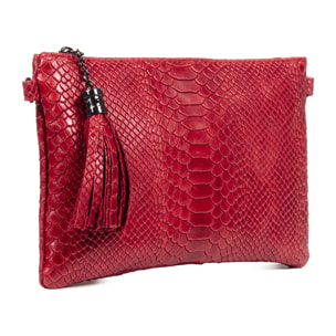 Ermine Bolso bandolera Mujer.Piel auténtica Gamuza Grabado Serpiente