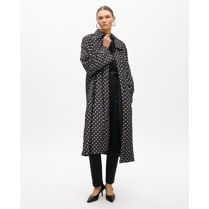 Parka leggero lungo a pois