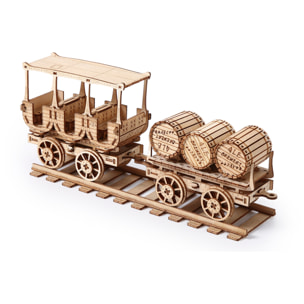 Maqueta de Madera 3D, diseño de Vagón del vino con movimiento mecánico. 278 piezas.
