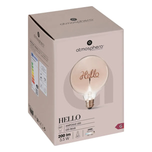 Ampoule LED mot "Hello" ambrée E27