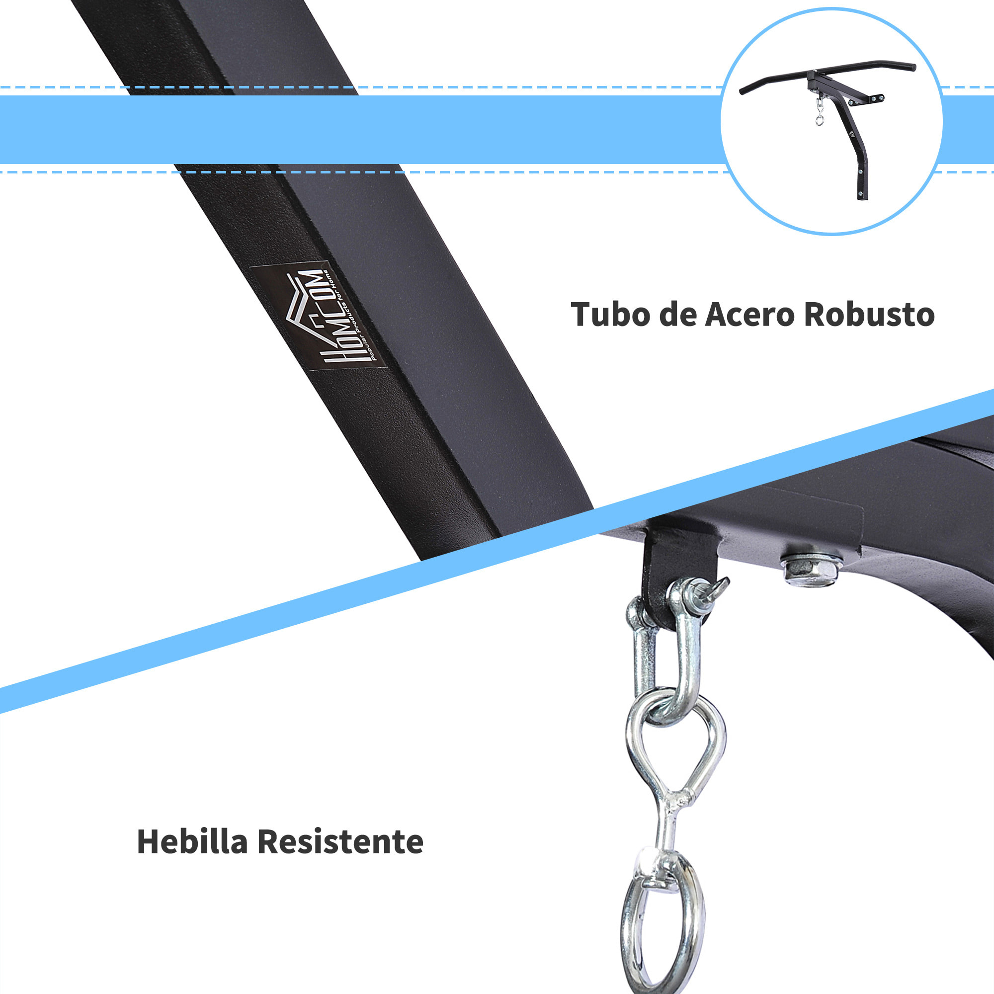 2 en 1 Barra de Dominadas para Pared Acero Soporte de Saco de Boxeo 93x47x51 cm