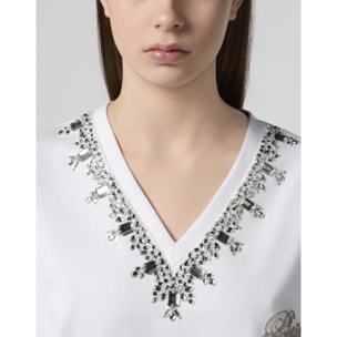 PHILIPP PLEIN Man Fit V-Neck T-Shirt Crystals