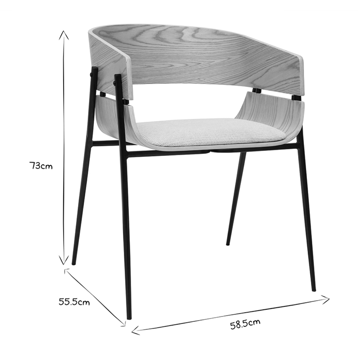 Chaise design bois clair et tissu chenille beige WESS