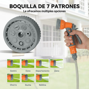 Enrollador de Manguera para Jardín 10+1 m con Boquilla de 7 Funciones, Carrete de Manguera de Jardín de Pared, Giratorio 180°, con Retorno Enrollado Automático, Gris Oscuro y Naranja