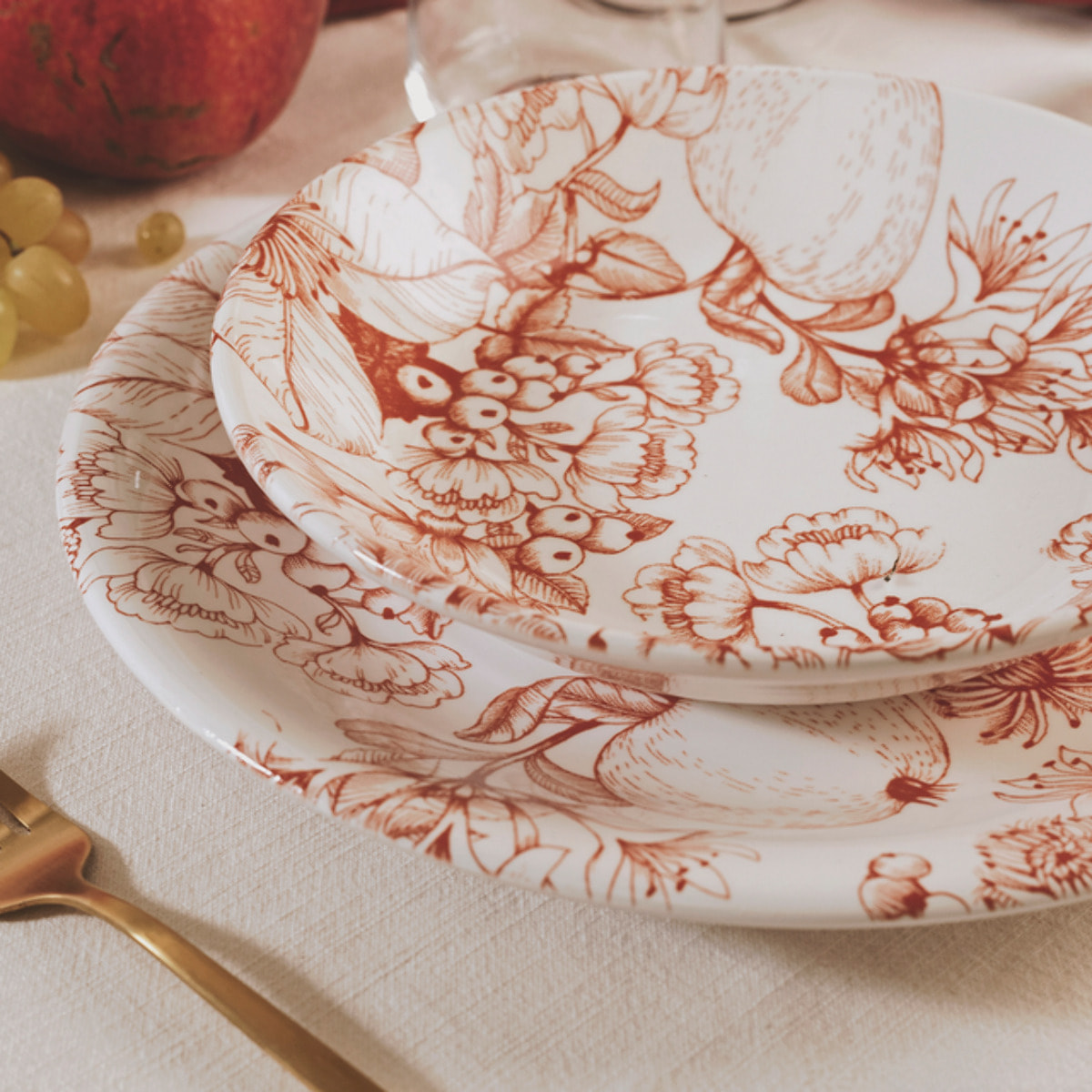 Set 6 piatti piani Jacquard in ceramica sottosmalto