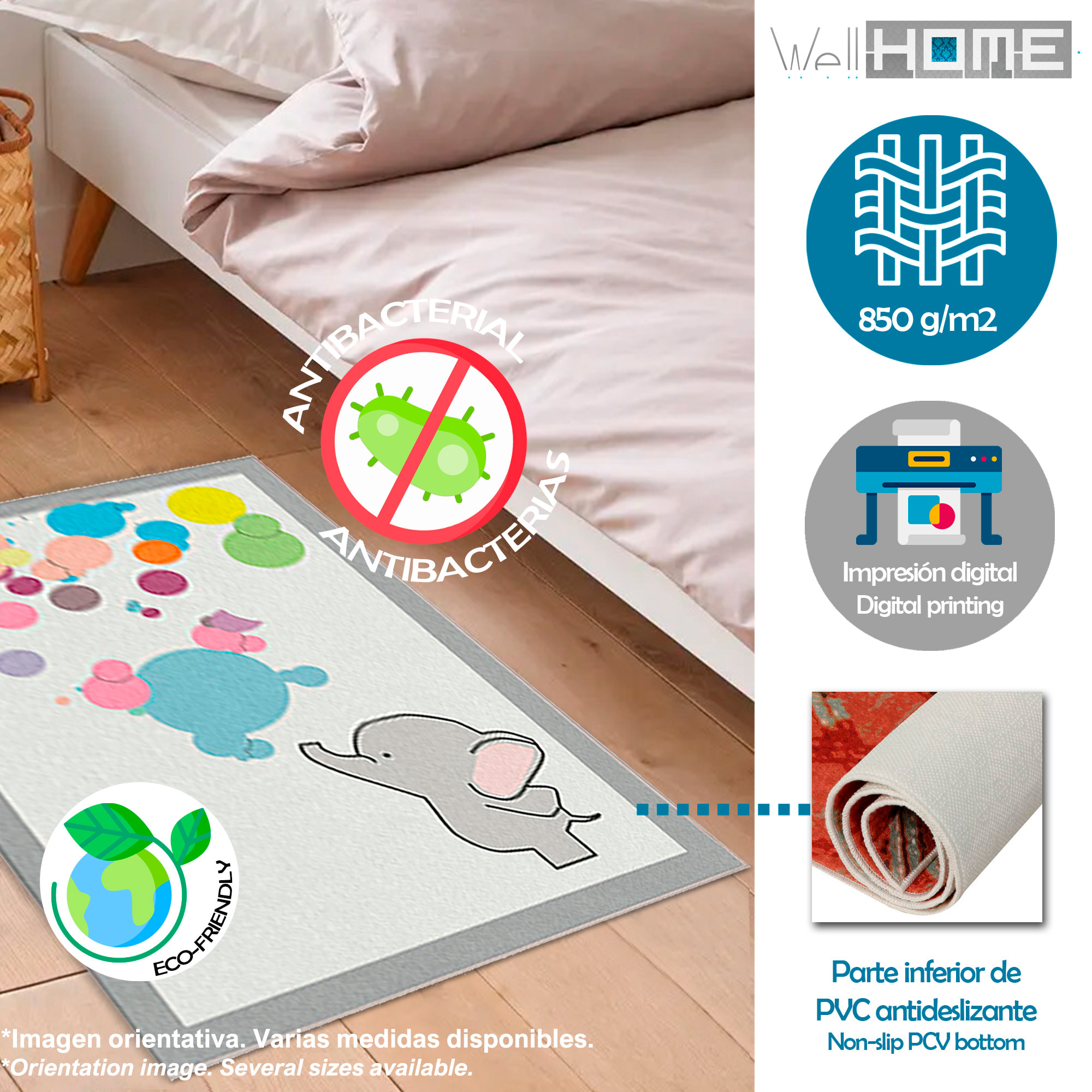 Alfombra infantil de Poliester estampada 100 x 200cm