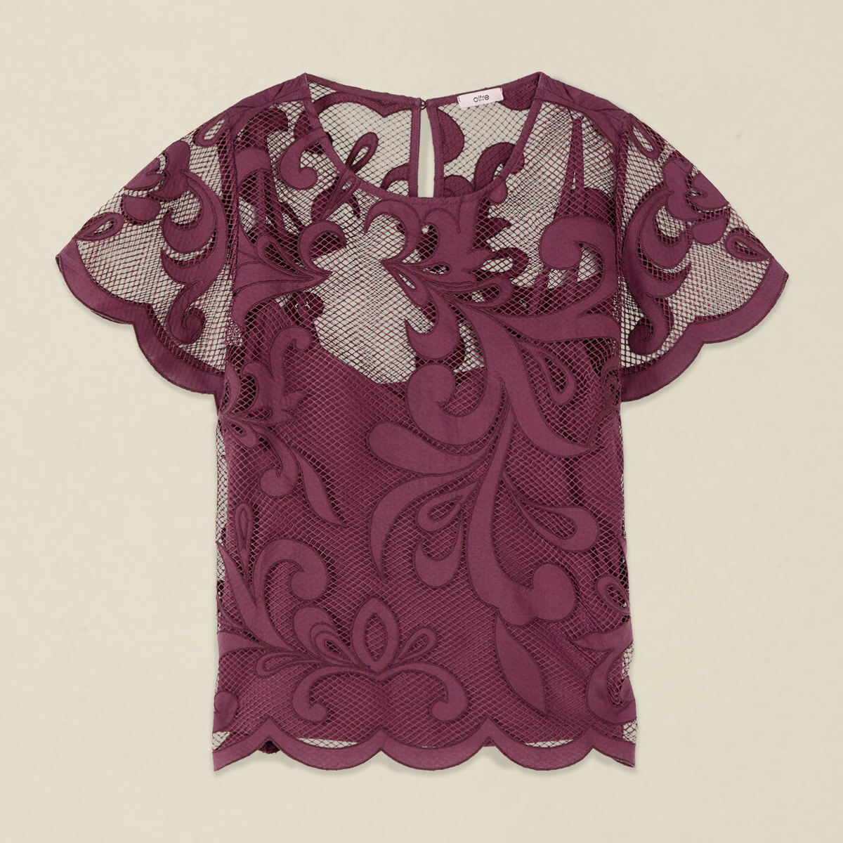 Oltre - Blusa de encaje con top debajo - Violeta