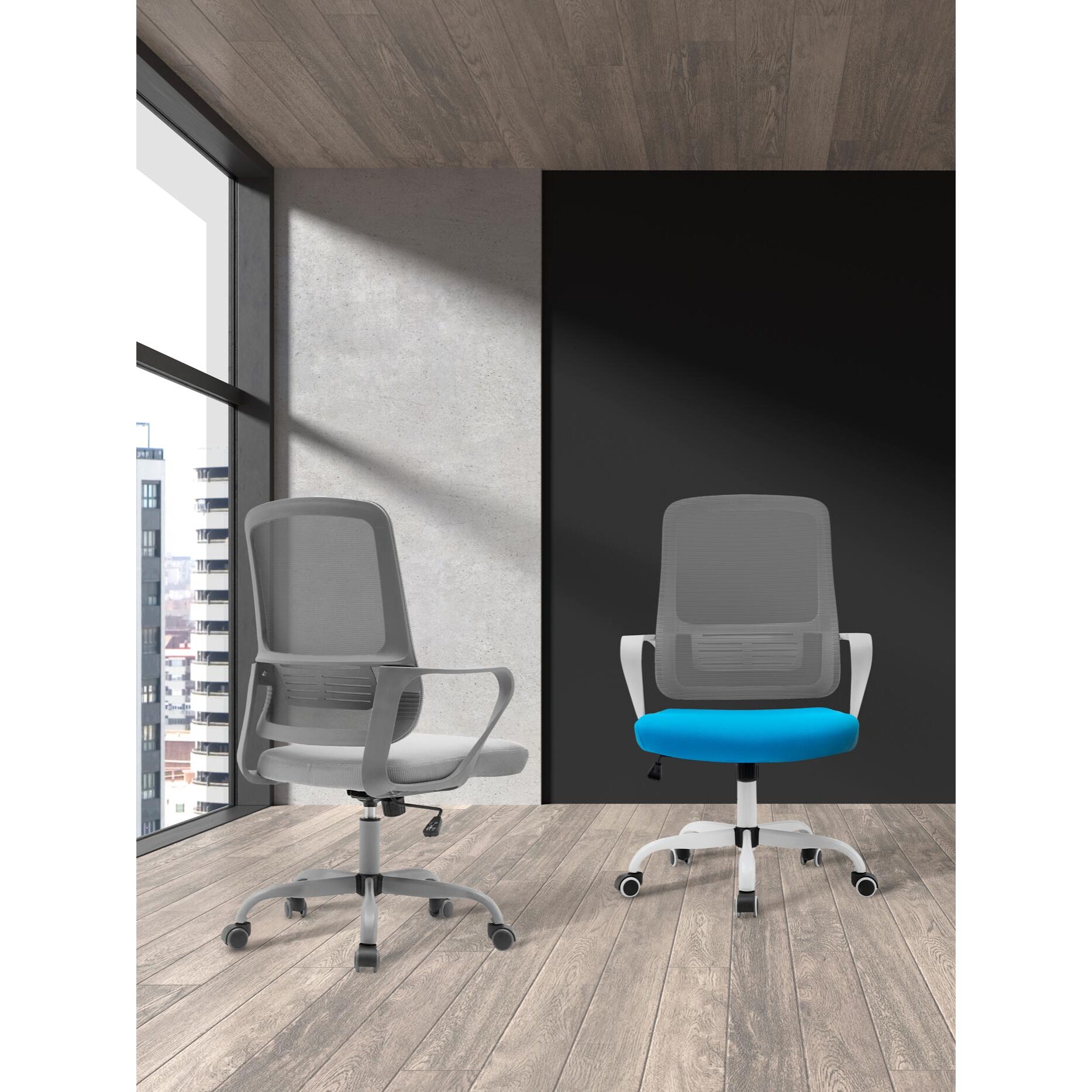 Silla de estudio Noah tela y malla gris 109x59x56 cm