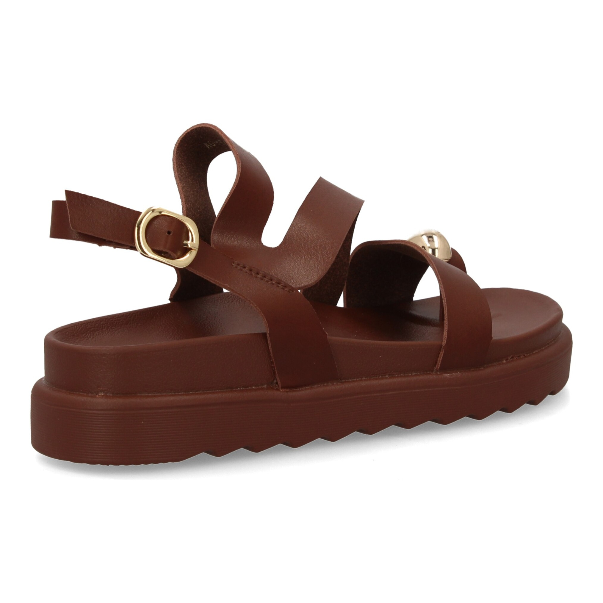 Sandalias cómodas de tiras mujer con adorno metálico.