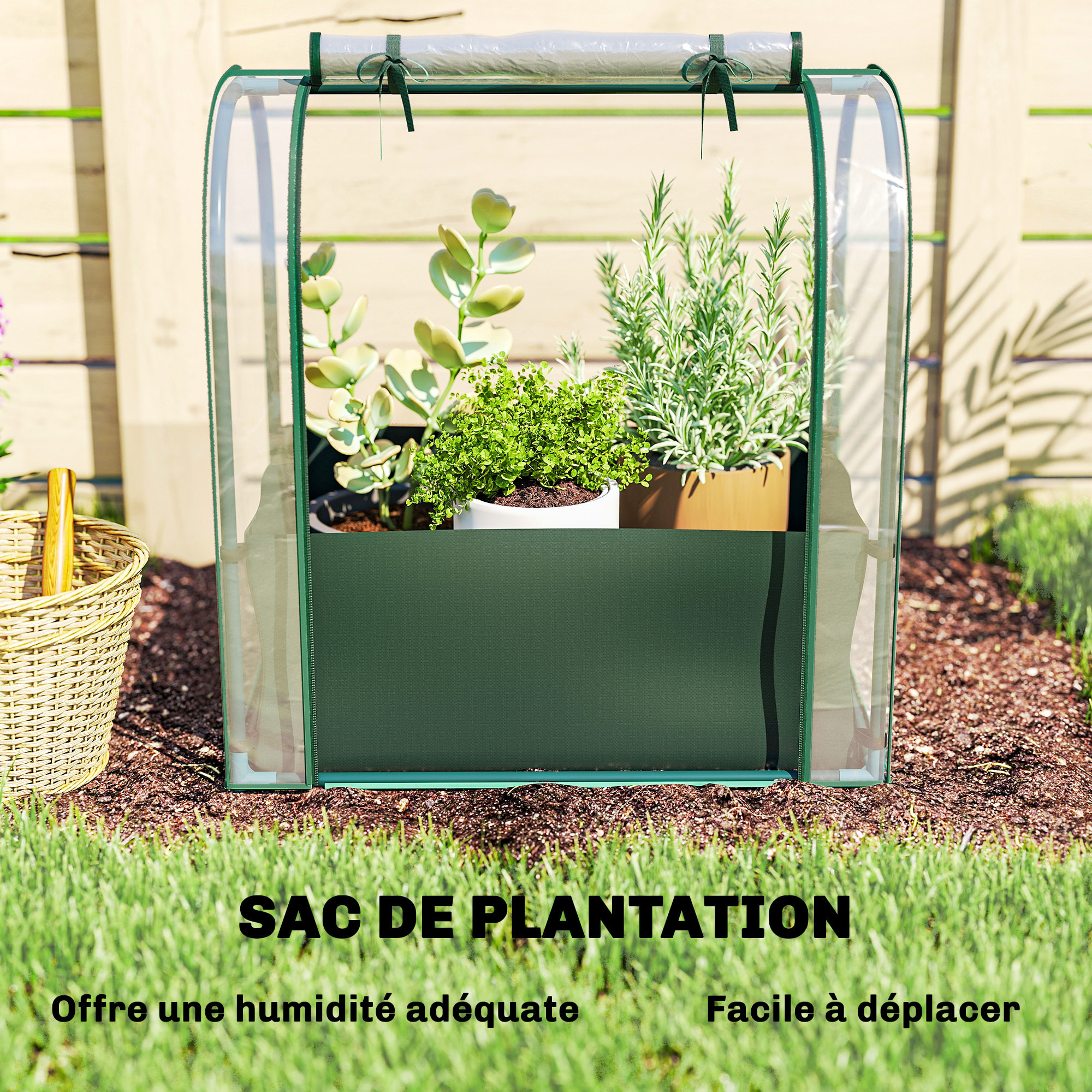 Mini serre de jardin jardinière métal - 68 x 50 x 70 cm - vert foncé