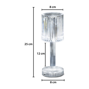 Lampada Led Da Tavolo Controllo Touch Ricaricabile Trasparente Crystal