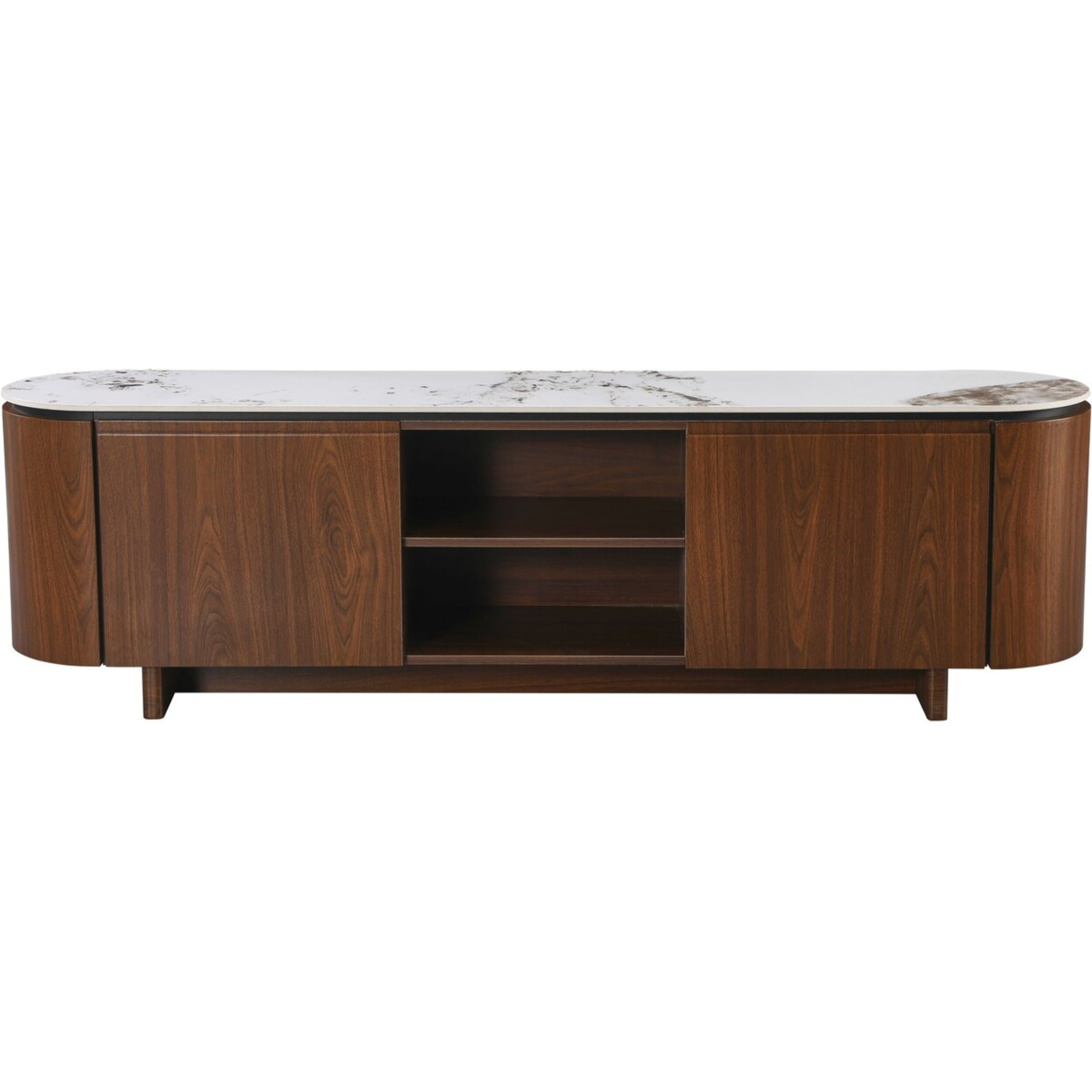 Meuble TV en bois avec plateau en céramique "Stonea" - 200 x 40 x 55 cm - Marron