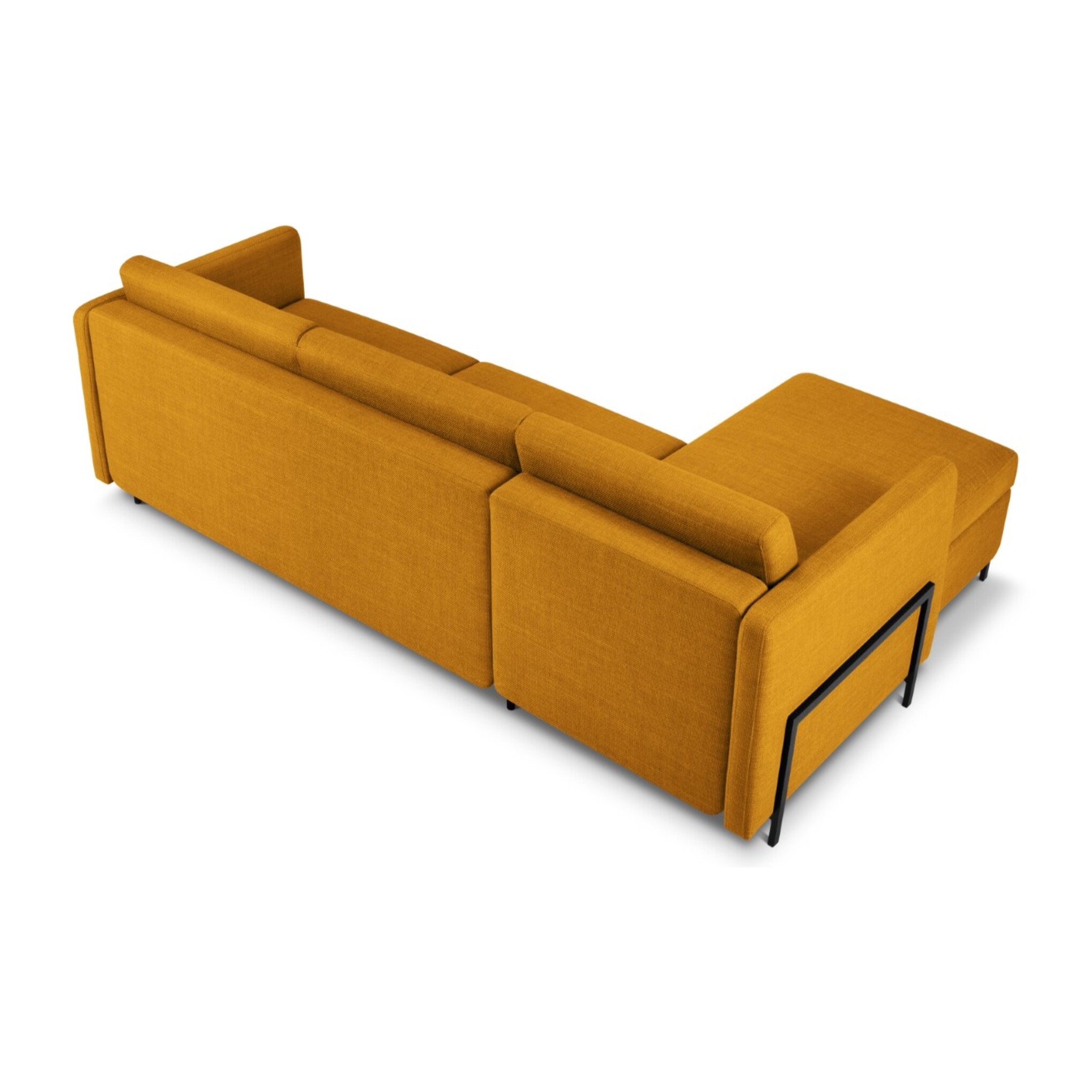 Canapé d'angle gauche convertible avec coffre de rangement "Yanis" 4 places en tissu structurel or