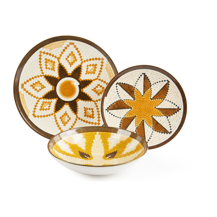 Service de 12 assiettes Excelsa Dakar Sand, céramique, multicolore