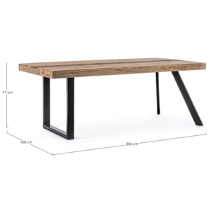 Tavolo MANCHESTER in legno di mango e gambe in acciaio nero, 200×100