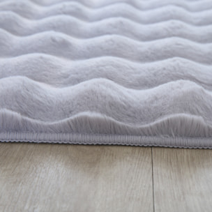 LAPONIE - Tapis uni doux en relief Gris