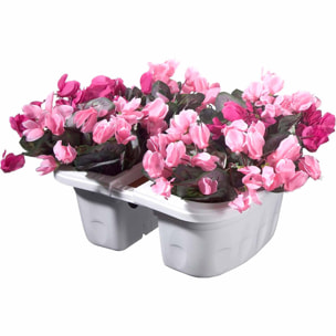 Klunia 40 - set di 2 balconiere doppie da 40cm con agganci regolabili e riserva d'acqua Bianco