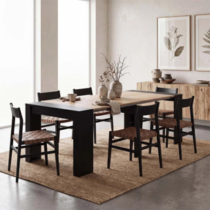 Mesa consola extensible en negro mate y roble canadian 50-235x90 cm Denis Negro Mate - Roble Canadian