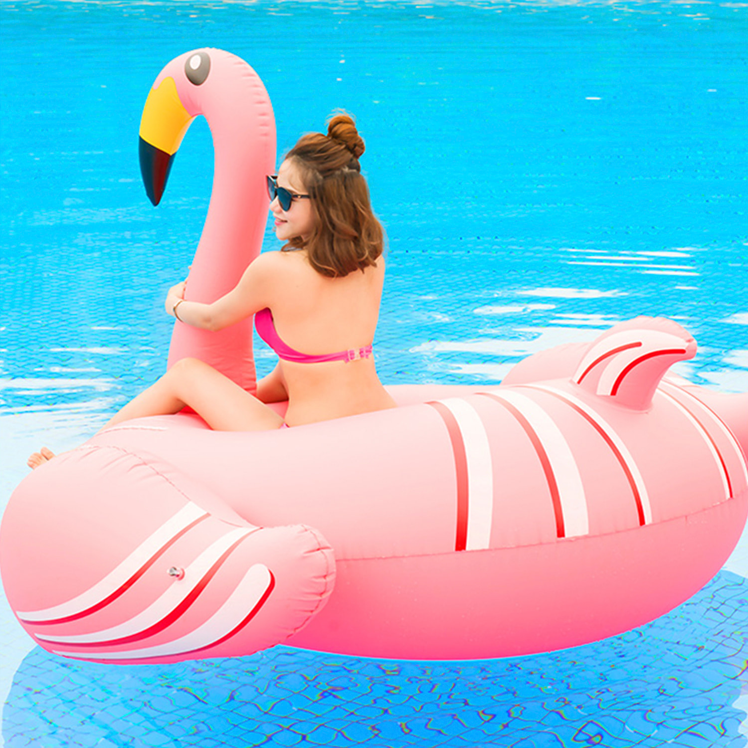 DAM Flotador gigante con forma de flamenco. 192x160cm. 192x130x160 Cm. Color: Rosa