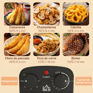 Freidora 5L 2000W, Temperatura Ajustable hasta 190°C, Contenedor Desmontable, Ventana Visualización, Protección Sobrecalentamiento, Temporizador 60 min, Acero Inoxidable, Apta para Lavavajillas