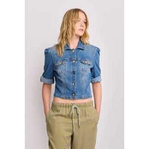 Kocca - Giubbino in denim taglio cropped Donna, Denim, Colletto di camicia