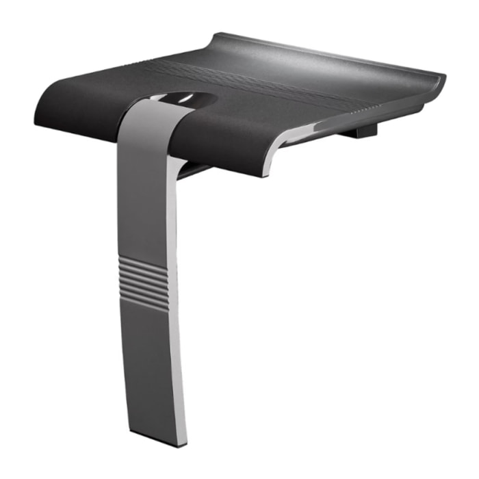 Siège de douche PMR PELLET Design escamotable gris anthracite piètement aluminium époxy gris