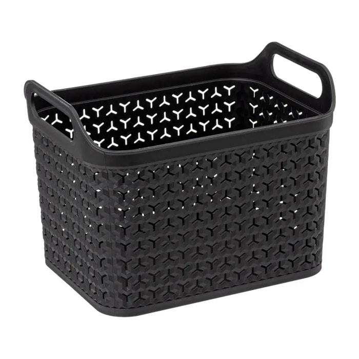 Panier ajouré plastique avec couvercle 12L noir