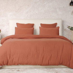 Parure housse de couette coton safran, safran mineral