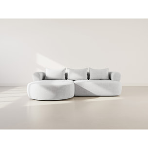 Angela - canapé d'angle gauche 4 places en velours texturé - Gris clair