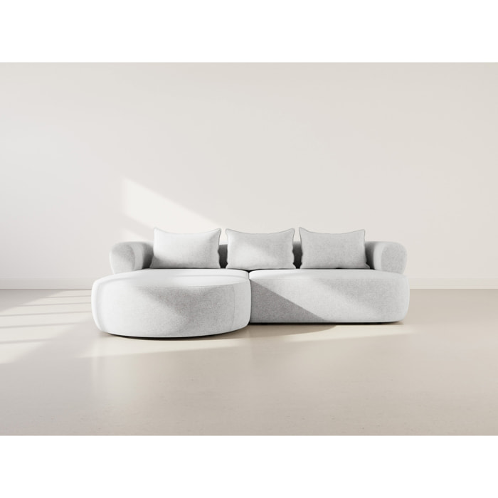 Angela - canapé d'angle gauche 4 places en velours texturé - Gris clair