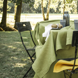 Serviette de table unie en lin, Made in France, FLORENCE , Vert Platane