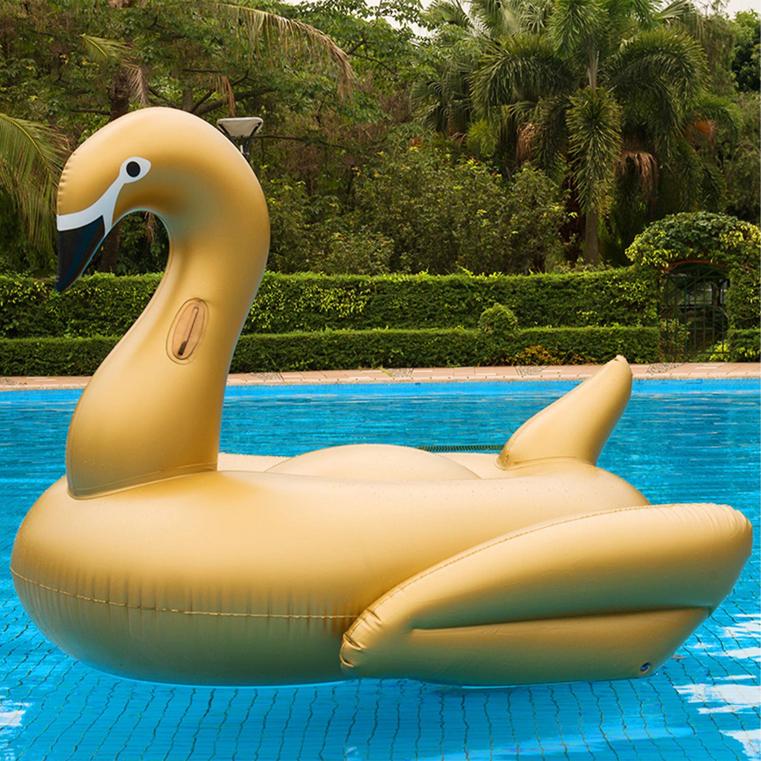 DAM Flotador gigante con forma de cisne. 160x150cm. 160x150x120 Cm. Color: Oro