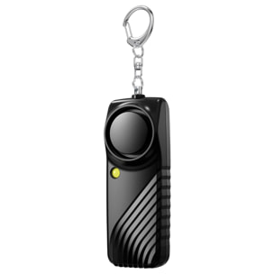 Alarma SOS personal con luz LED brillante y sonido de 130dB. Pila AAA incluida y activación rápida por tirón de anilla.