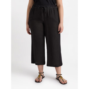 Fiorella Rubino - Pantaloni in lino e jersey con lacci - Nero