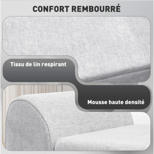 Banc coffre design - banquette avec rangement - dim. 132 x 42 x 50 cm - piètement bois tissu gris clair