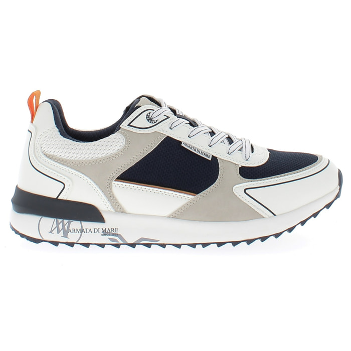 Armata di Mare Scarpe Uomo Sneakers Vintage Running con Soletta Rimovibile in Memory Foam AMU 1N947 Off White Navy