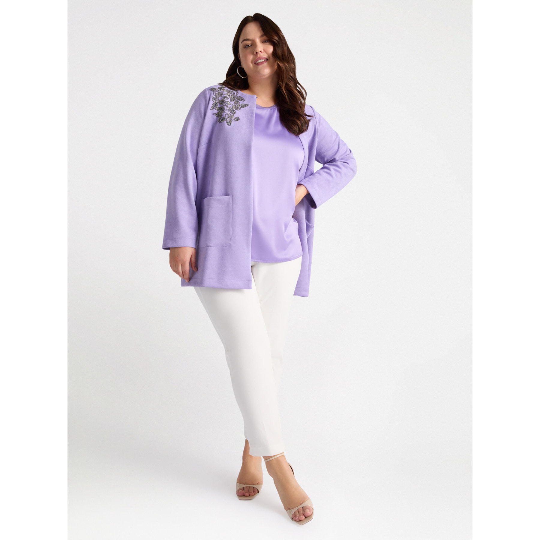 Fiorella Rubino - Camiseta de jersey de satén y lurex - Violeta