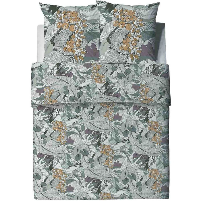Parure De Couette 3pcs avec Taies oreiller 100% Coton Bio 57 Fils/cm2-zelia