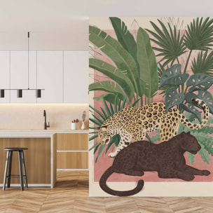 Papier peint exotique felins dans la jungle Intissé