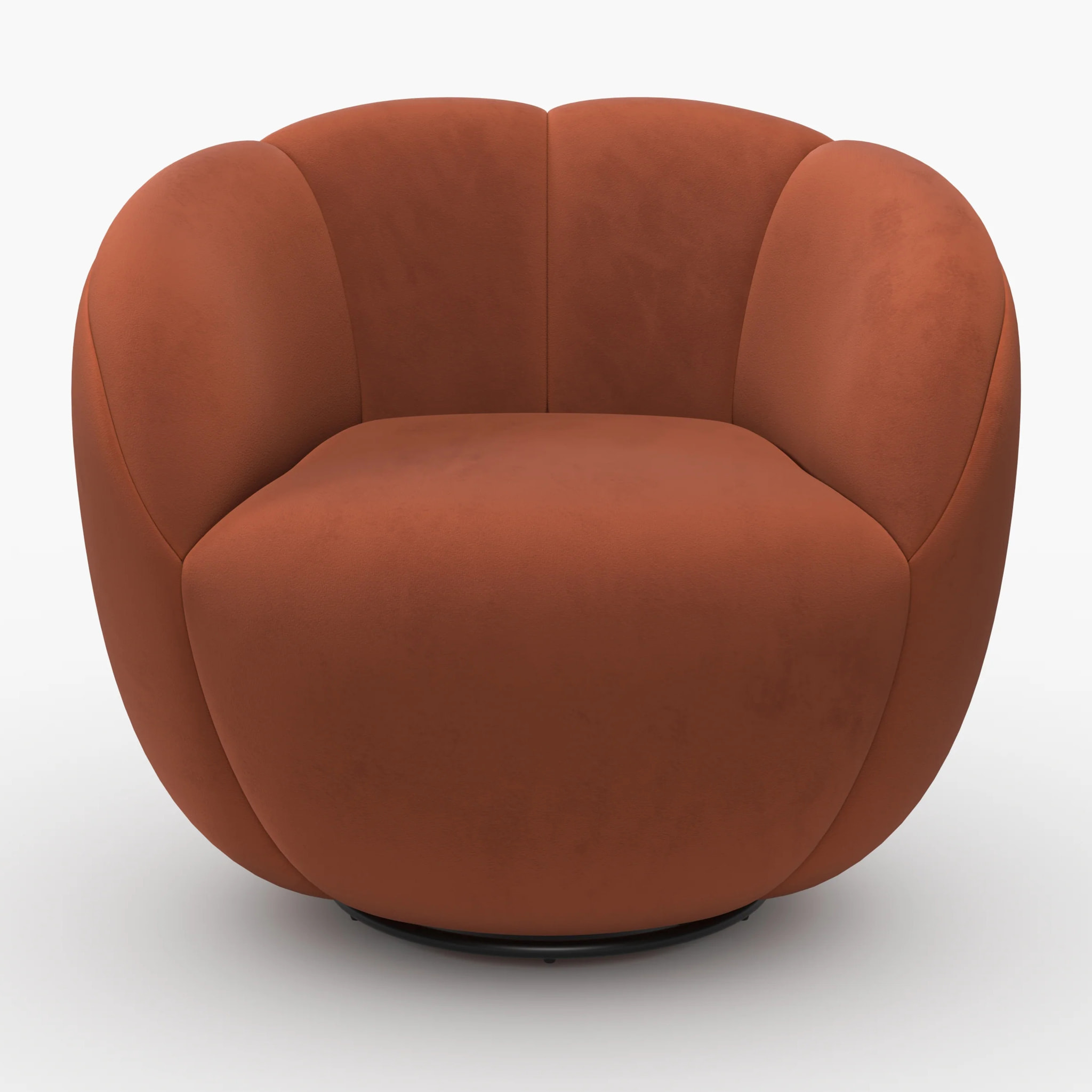 Fauteuil pivotant en velours rouge rouge brique - Ysé