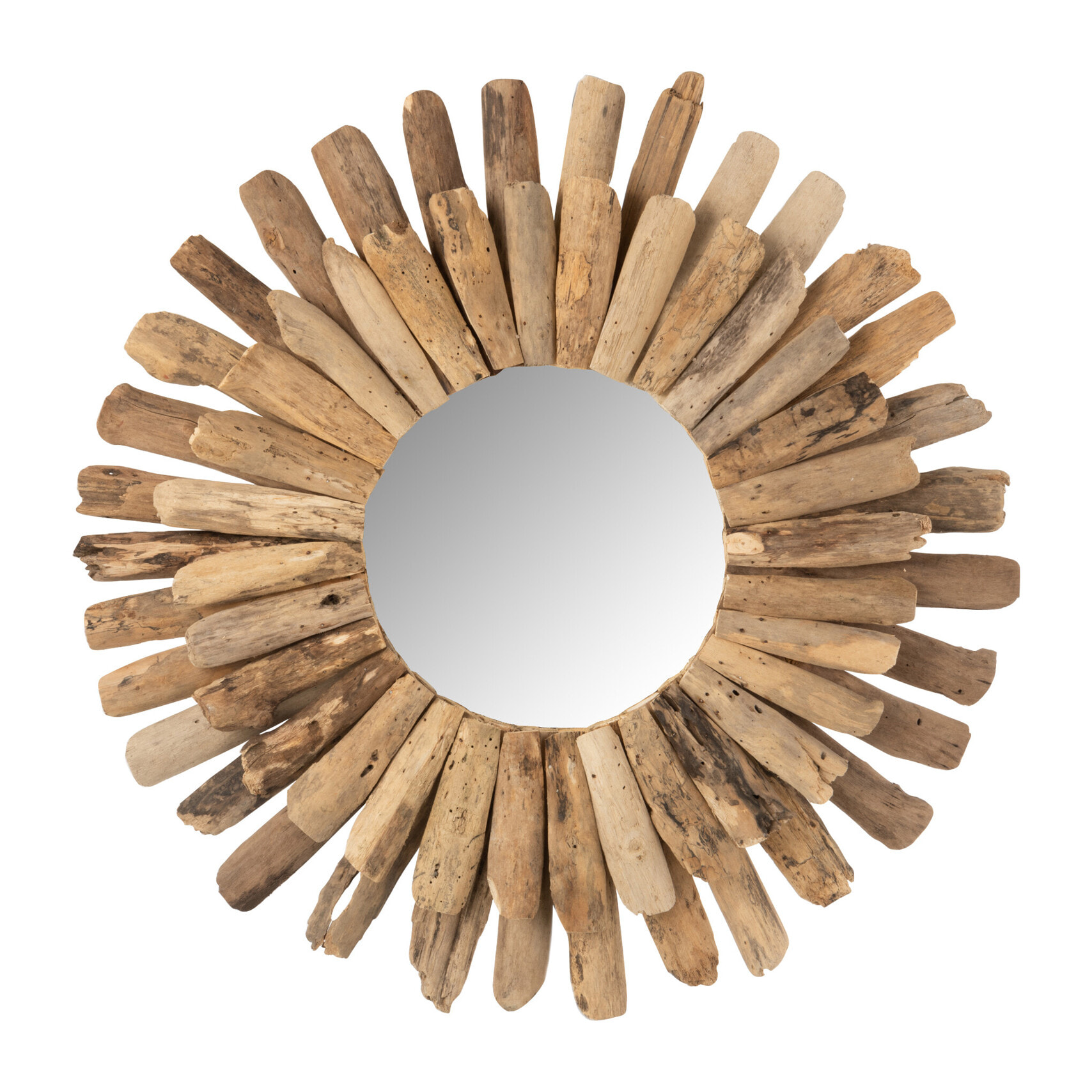 J-Line miroir Rond - bois - naturel - large - Ø 70 cm