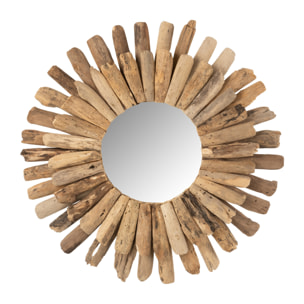 J-Line miroir Rond - bois - naturel - large - Ø 70 cm