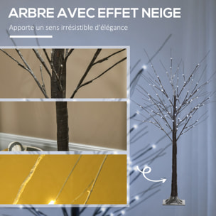 Arbre lumineux LED aspect enneigé - décoration lumineuse - 96 LEDS blanc froid - norme IP 44 - usage intérieur/extérieur - 1,5H m - métal PP brun