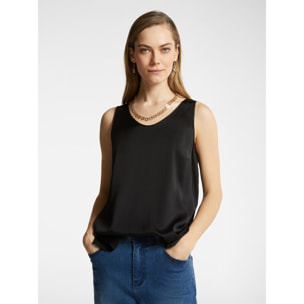 Elena Mirò - Top V neck in viscosa stretch - Nero