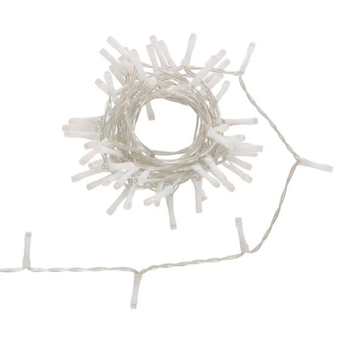 Guirlande lumineuse d'extérieur 5 m 67 LED blanc froid fil transparent 13 fonctions avec minuteur sur secteur