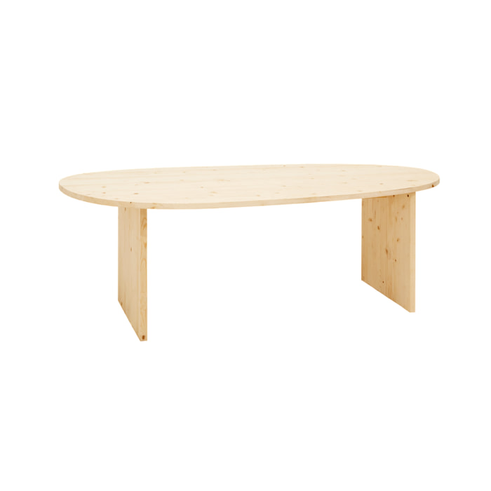 Table de salle à manger en bois massif ton naturel en différentes tailles