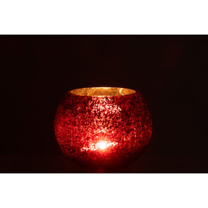 J-Line photophore Boule Craquele - verre - effet nacre - rouge - medium - 2 pcs