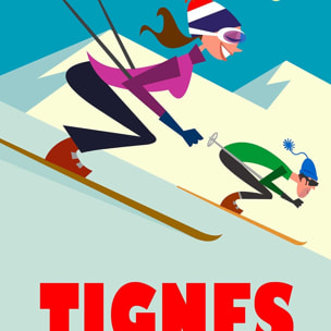 Affiche Ski à Tignes Affiche + cadre en bois - Noir