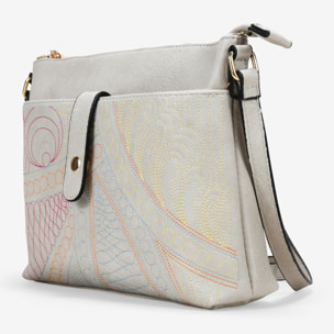 Bolso bandolera piedra con cosido multicolor